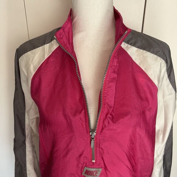 Vintage Nike Windbreaker Track Jacket Medium Half Zip Pink, White & Grey - Picture 3 of 7